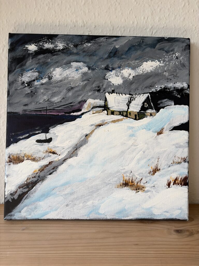 Vinter i Danmark, Akryl på lærred af Winkler