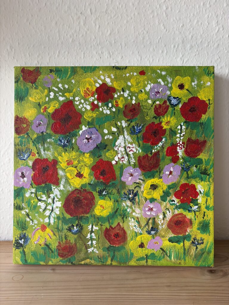 Blomster, Akryl på lærred af Winkler